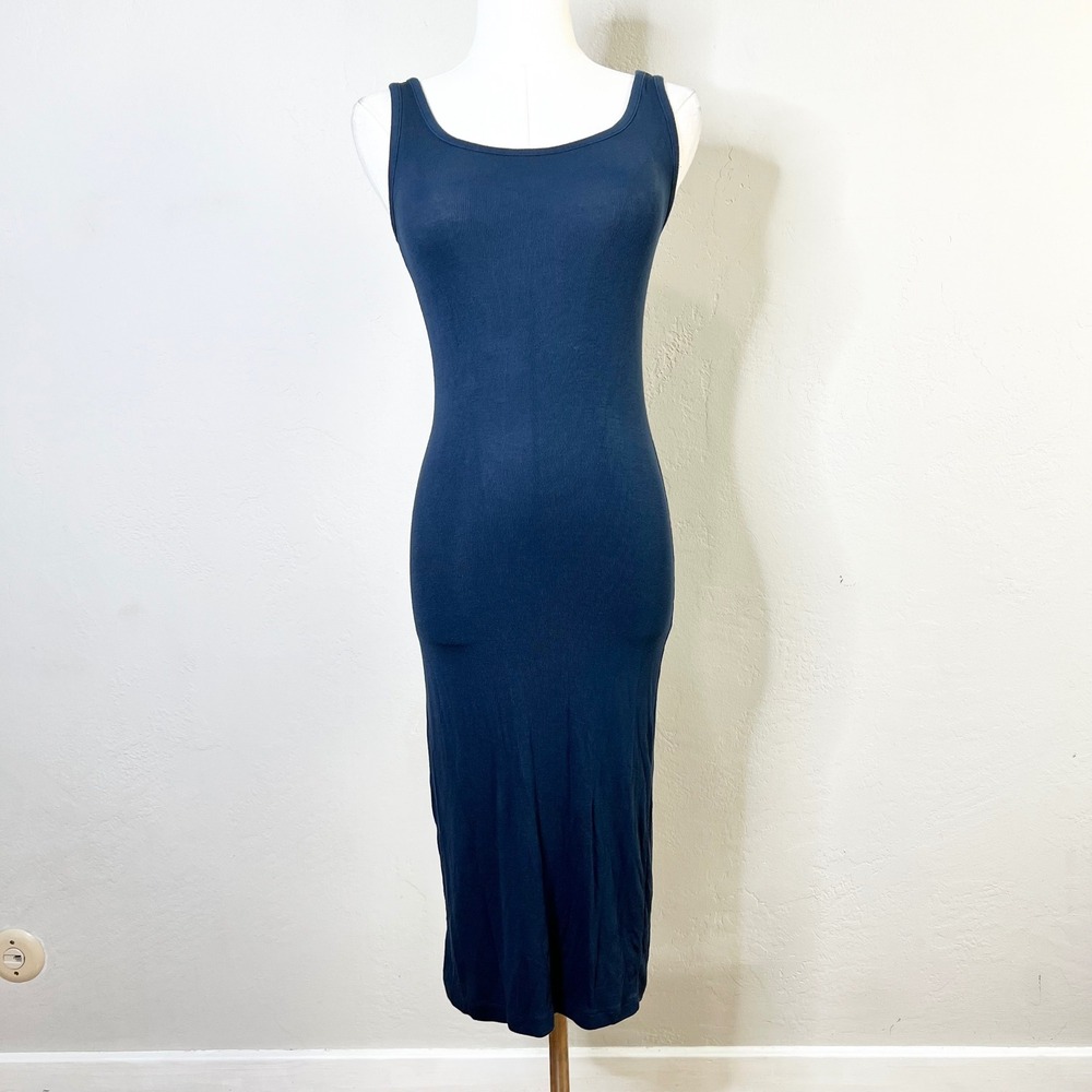 Universal Standard Dress Foundation Tank Dress Size 4XS = XS Blue Ribbed Modal